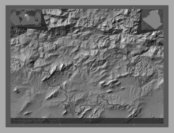 Constantijn Provincie Algerije Hoogteplattegrond Met Meren Rivieren Hulplocatiekaarten Hoek — Stockfoto