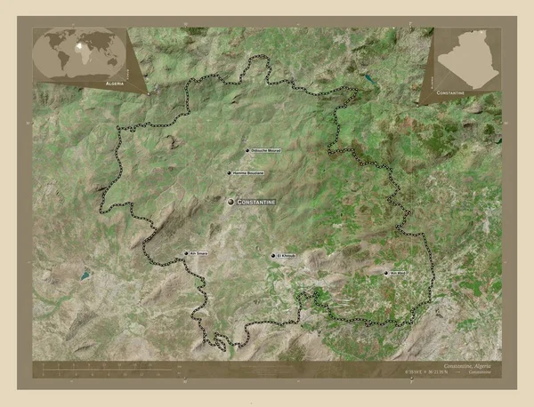 Constantino Provincia Argelia Mapa Satelital Alta Resolución Ubicaciones Nombres Las —  Fotos de Stock