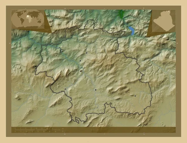 Κωνσταντίνος Επαρχία Αλγερίας Χρωματιστός Υψομετρικός Χάρτης Λίμνες Και Ποτάμια Τοποθεσίες — Φωτογραφία Αρχείου