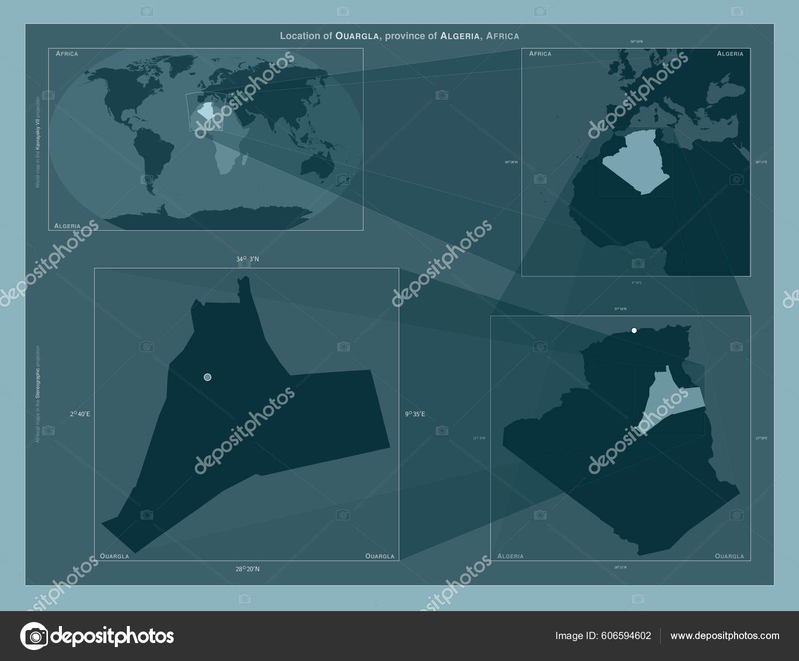 Ouargla Province Algeria Diagram Showing Location Region Larger Scale