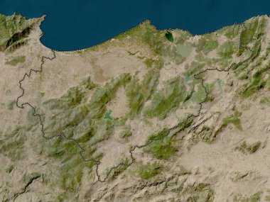El Tarf, Cezayir vilayeti. Düşük çözünürlüklü uydu haritası