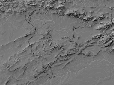 M 'Sila, Cezayir vilayeti. Gölleri ve nehirleri olan çift seviyeli yükseklik haritası