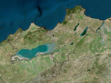 Oran, Cezayir vilayeti. Yüksek çözünürlüklü uydu haritası