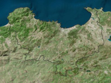 Skikda, Cezayir vilayeti. Yüksek çözünürlüklü uydu haritası