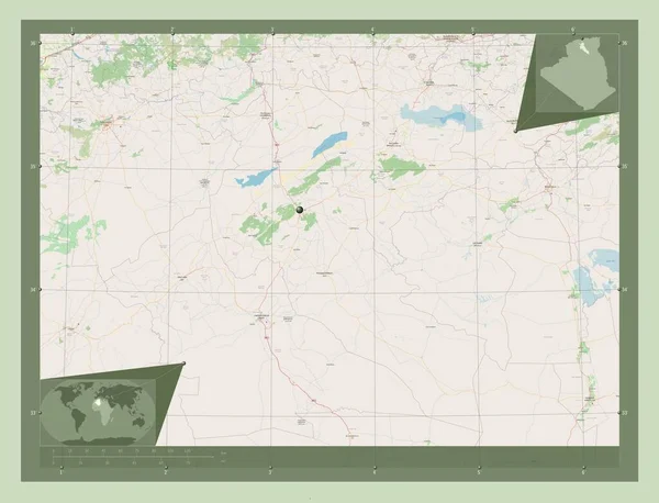 阿尔及利亚Djelfa省 开放街道地图 角辅助位置图 — 图库照片
