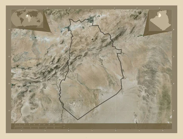 アルジェリアのエル バヤド県 高解像度衛星地図 コーナー補助位置図 — ストック写真