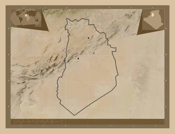 Bayadh Επαρχία Της Αλγερίας Δορυφορικός Χάρτης Χαμηλής Ανάλυσης Τοποθεσίες Μεγάλων — Φωτογραφία Αρχείου