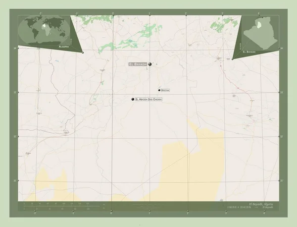 Bayadh Province Algérie Ouvrir Carte Routière Emplacements Noms Des Grandes — Photo