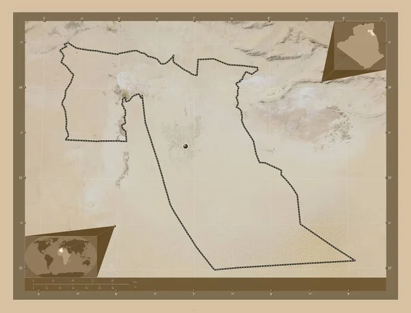 Oued Provinsen Algeriet Lågupplöst Satellitkarta Hjälpkartor För Hörnen — Stockfoto
