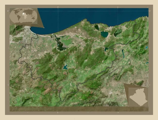 Tarf Province Algeria High Resolution Satellite Map Corner Auxiliary Location — Stock Photo, Image