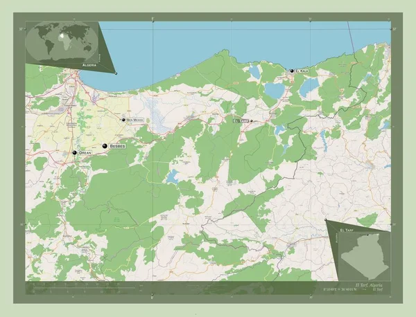 Tarf Provincie Algerije Open Plattegrond Locaties Namen Van Grote Steden — Stockfoto