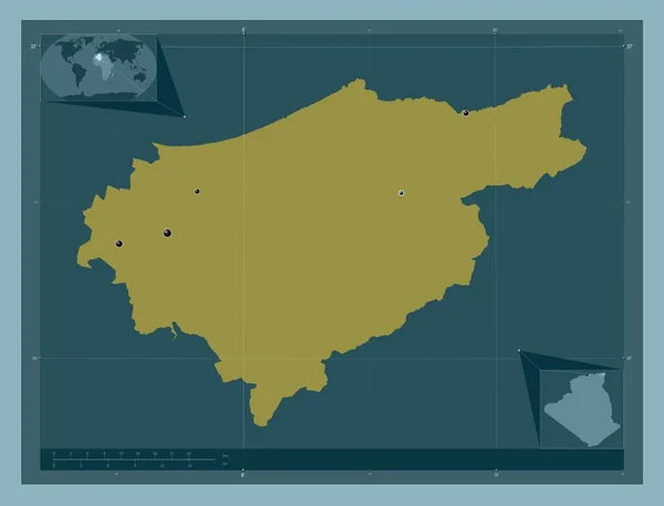 Tarf Provincia Argelia Forma Color Sólido Ubicaciones Las Principales Ciudades — Foto de Stock