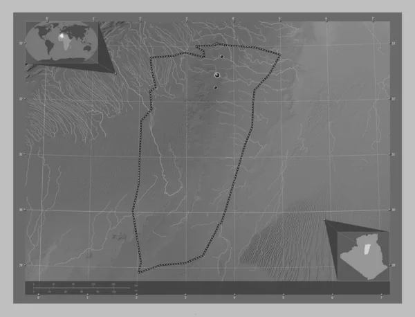 Ghardaia Провінція Алжир Граймасштабна Мапа Висот Озерами Річками Розташування Великих — стокове фото