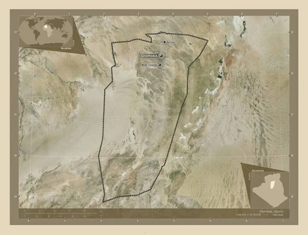 Ghardaia Provinsen Algeriet Högupplöst Satellitkarta Platser Och Namn Större Städer — Stockfoto