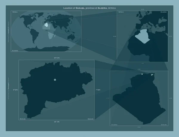 알제리의 구역이다 도표는 규모의 지도에서 지역의 위치를 줍니다 프레임 Png — 스톡 사진