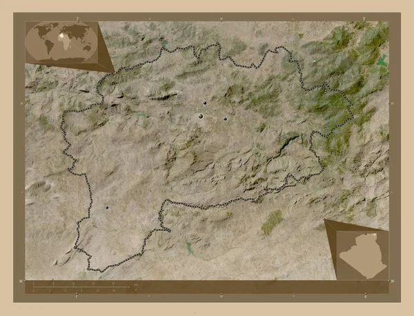 Guelma Επαρχία Της Αλγερίας Δορυφορικός Χάρτης Χαμηλής Ανάλυσης Τοποθεσίες Μεγάλων — Φωτογραφία Αρχείου