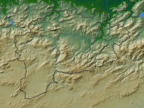 Guelma Cezayir Vilayeti Gölleri Nehirleri Olan Renkli Yükseklik Haritası — Stok fotoğraf