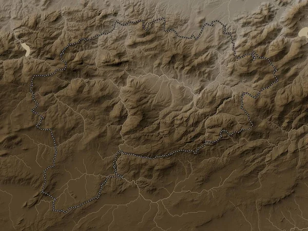 Guelma Provincia Algeria Mappa Elevazione Colorata Toni Seppia Con Laghi — Foto Stock