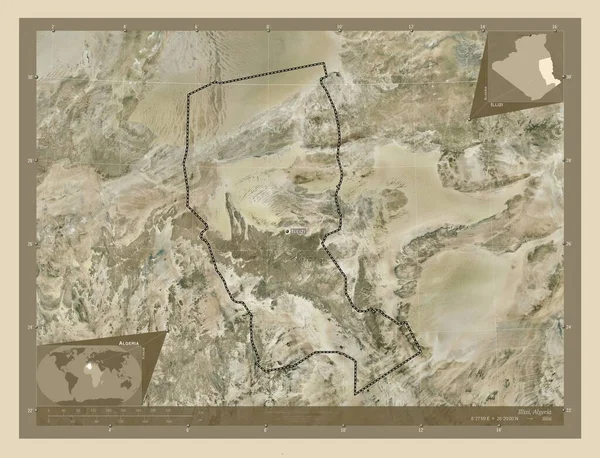 Illizi Провінція Алжир Супутникова Карта Високої Роздільної Здатності Місця Розташування — стокове фото