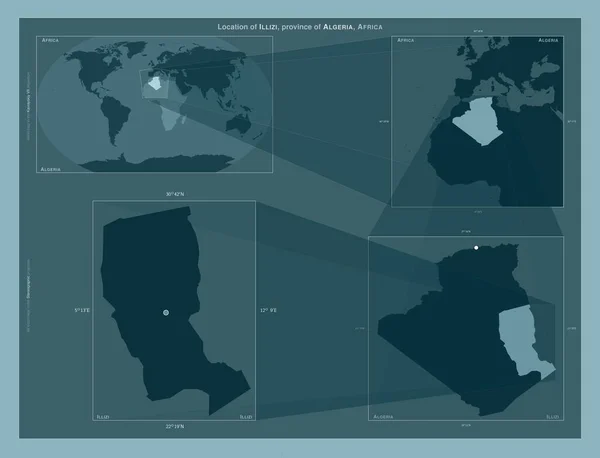알제리의 도표는 규모의 지도에서 지역의 위치를 줍니다 프레임 Png 모양의 — 스톡 사진