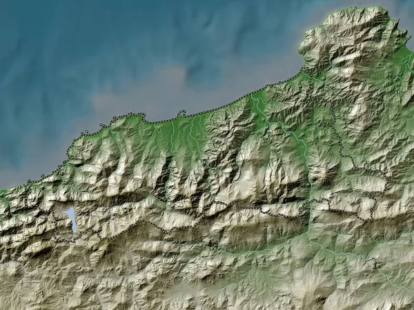 Jijel Provincia Argelia Mapa Elevación Coloreado Estilo Wiki Con Lagos —  Fotos de Stock
