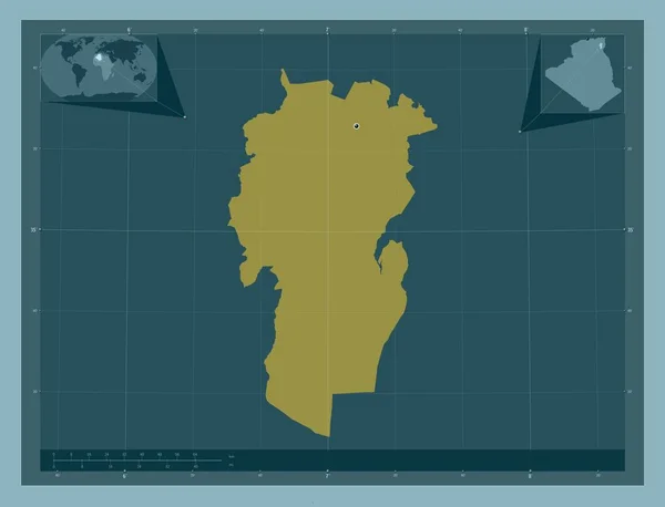 Khenchela Província Argélia Forma Cor Sólida Mapa Localização Auxiliar Canto — Fotografia de Stock