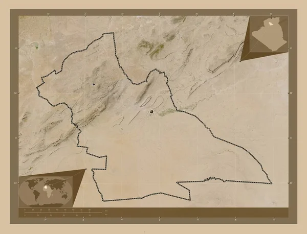 Laghouat Provinz Algerien Satellitenkarte Mit Niedriger Auflösung Standorte Der Wichtigsten — Stockfoto