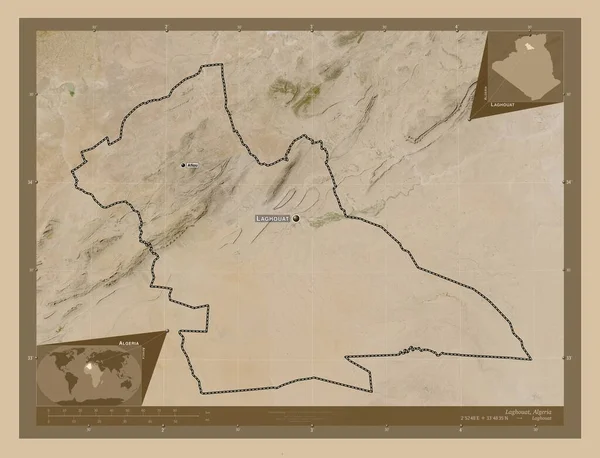 Laghouat Provincie Alžírsko Satelitní Mapa Nízkým Rozlišením Umístění Názvy Velkých — Stock fotografie