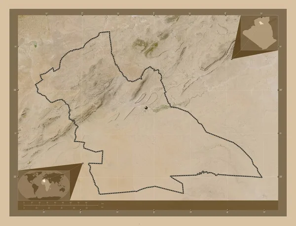 Laghouat Επαρχία Αλγερίας Δορυφορικός Χάρτης Χαμηλής Ανάλυσης Γωνιακοί Χάρτες Βοηθητικής — Φωτογραφία Αρχείου