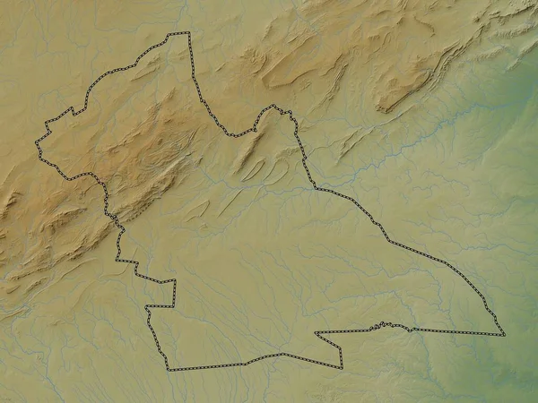 Laghouat Provincia Argelia Mapa Elevación Colores Con Lagos Ríos — Foto de Stock