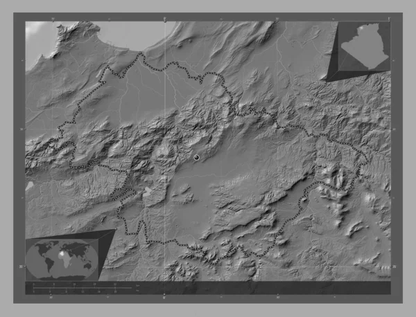 Mascara Επαρχία Της Αλγερίας Bilevel Υψομετρικός Χάρτης Λίμνες Και Ποτάμια — Φωτογραφία Αρχείου