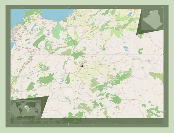 Mascara Província Argélia Abrir Mapa Rua Mapa Localização Auxiliar Canto — Fotografia de Stock