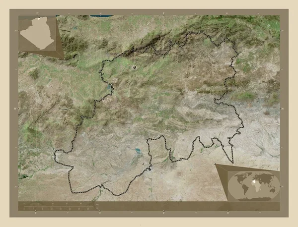 Медея Провінція Алжир Супутникова Карта Високої Роздільної Здатності Кутові Допоміжні — стокове фото