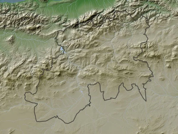 Medea Provinz Algerien Höhenkarte Wiki Stil Mit Seen Und Flüssen — Stockfoto