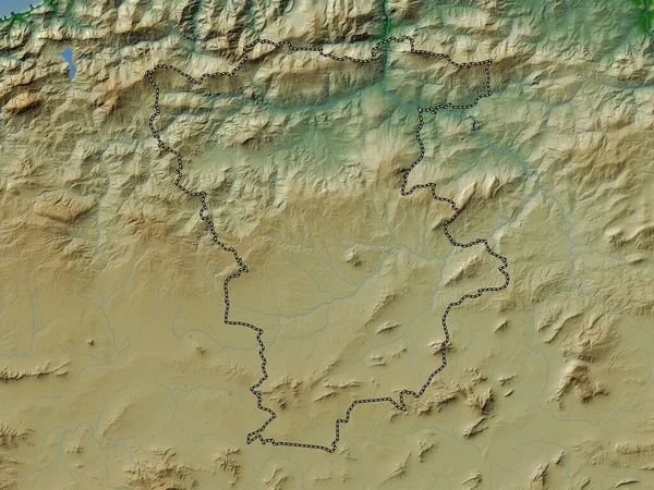 Мила Провинция Алжир Цветная Карта Высот Озерами Реками — стоковое фото