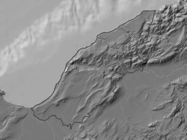 Mostaganem Provincia Argelia Mapa Elevación Bilevel Con Lagos Ríos — Foto de Stock