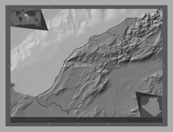 Mostaganem Provincie Alžírsko Mapa Nadmořské Výšky Jezery Řekami Pomocné Mapy — Stock fotografie