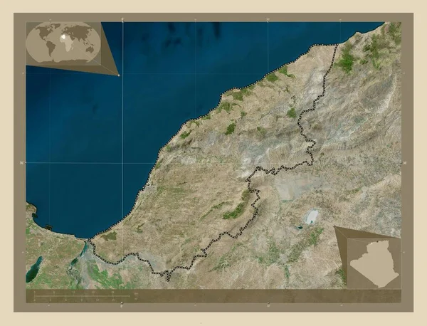 Mostaganem Επαρχία Της Αλγερίας Υψηλής Ανάλυσης Δορυφορικός Χάρτης Τοποθεσίες Μεγάλων — Φωτογραφία Αρχείου
