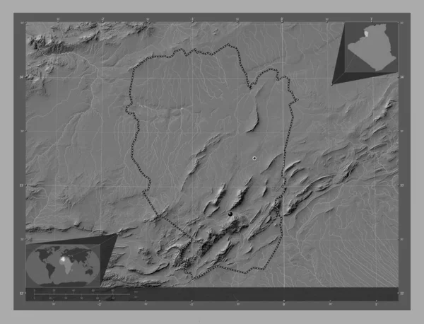 Naama Επαρχία Της Αλγερίας Bilevel Υψομετρικός Χάρτης Λίμνες Και Ποτάμια — Φωτογραφία Αρχείου