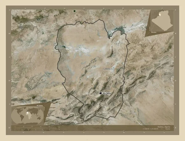 Naama Provincie Algerije Satellietkaart Met Hoge Resolutie Locaties Namen Van — Stockfoto
