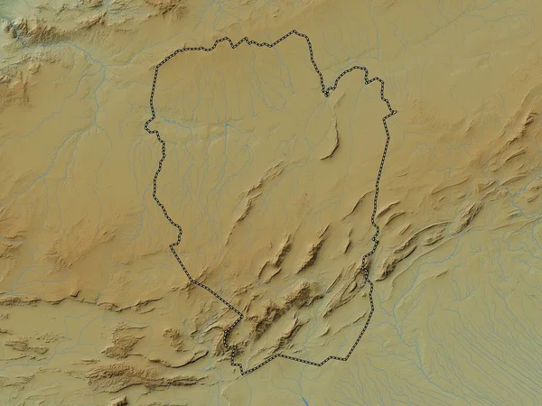 Naama Provincia Algeria Mappa Elevazione Colorata Con Laghi Fiumi — Foto Stock