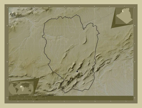 Naama Província Argélia Mapa Elevação Colorido Estilo Wiki Com Lagos — Fotografia de Stock