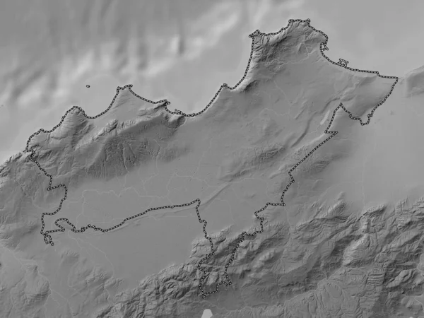 Orán Provincia Argelia Mapa Elevación Escala Grises Con Lagos Ríos — Foto de Stock