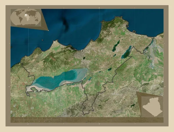 Оран Провинция Алжир Спутниковая Карта Высокого Разрешения Вспомогательные Карты Расположения — стоковое фото