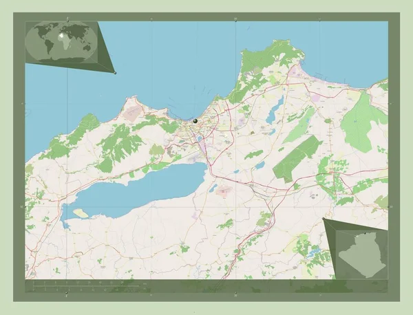 Orano Provincia Algeria Mappa Stradale Aperta Mappa Della Posizione Ausiliaria — Foto Stock