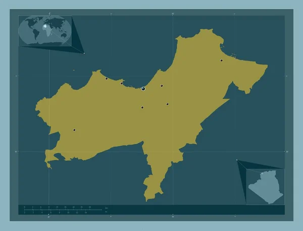 Oran Cezayir Vilayeti Katı Renk Şekli Bölgenin Büyük Şehirlerinin Yerleri — Stok fotoğraf