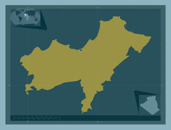 Orano Provincia Algeria Forma Tinta Unita Mappa Della Posizione Ausiliaria — Foto Stock