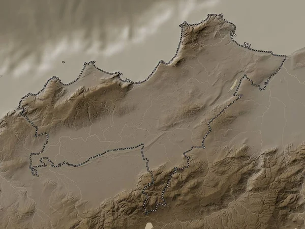 Οράν Επαρχία Αλγερίας Υψόμετρο Χάρτη Χρωματισμένο Τόνους Σέπια Λίμνες Και — Φωτογραφία Αρχείου