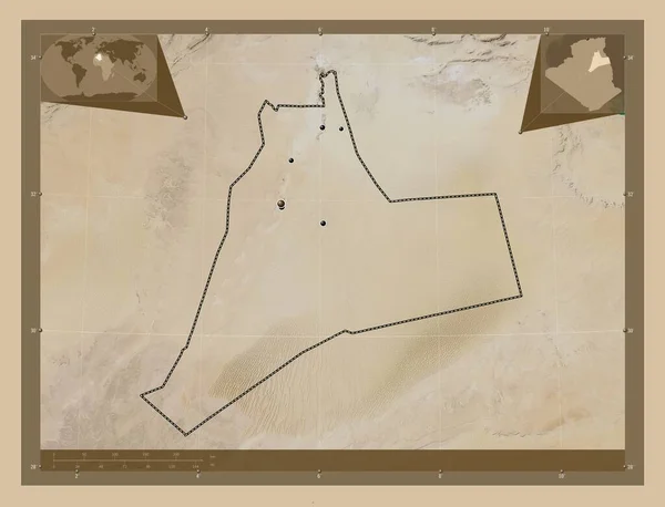 Уаргла Провінція Алжир Супутникова Карта Низькою Роздільною Здатністю Розташування Великих — стокове фото