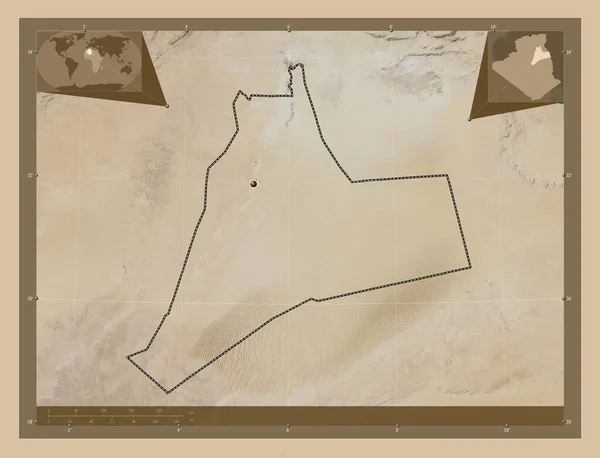 Уаргла Провінція Алжир Супутникова Карта Низькою Роздільною Здатністю Кутові Допоміжні — стокове фото